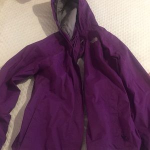 Purple north face rain jacket